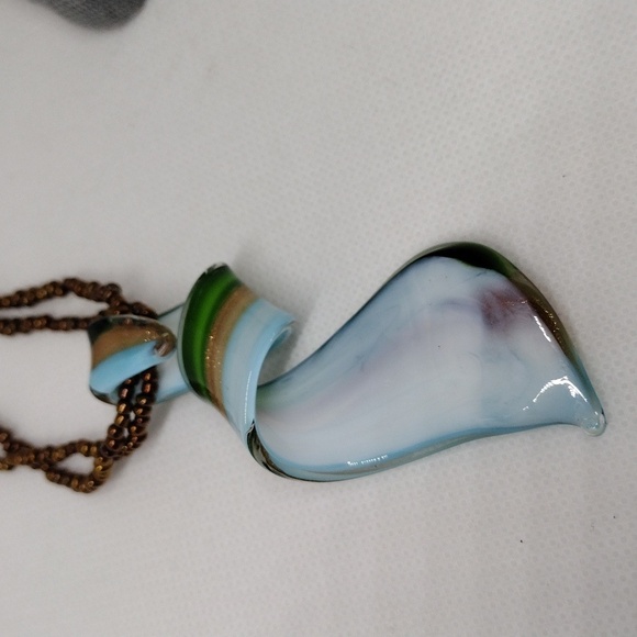 Art Glass Pendant and Beaded Necklace - Picture 6 of 9